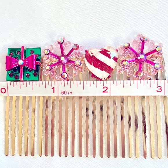 Betsey Johnson ‘Pink XMAS’ Hair Comb & Hair Pin Set NWT/HTF! - Picture 14 of 15